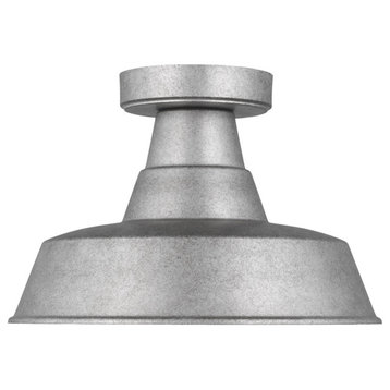 Barn Light One Light Outdoor Flush Mount in Weathered Pewter