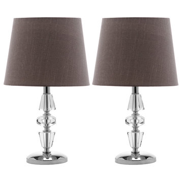 Safavieh Crescendo Tiered Crystal Lamps, Light Gray, 16"H, Set of 2