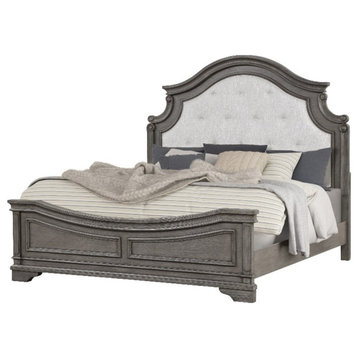 Grace Traditional Style Tufted King Bed Made with Wood in Gray