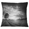 Vibrant Black White Lavender Field Landscape Printed Throw Pillow, 16"x16"