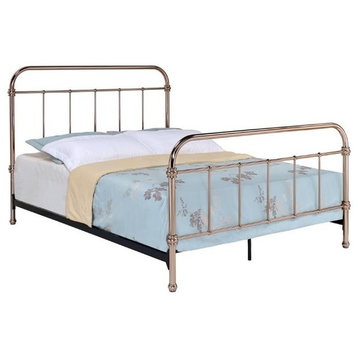 Furniture of America Gracie Contemporary Metal King Bed in Rose Gold