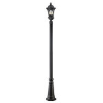 Z-Lite - Doma 3 Light Post Light or Accessories in Black - Traditional and timeless, this medium outdoor post light combines black cast aluminum hardware with clear water glass for a classic look.