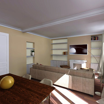 Vue 3D du projet d'aménagement d'un séjour à La Varenne