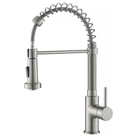 Aurora Single Handle Pull Down Kitchen Faucet, Brushed Nickel, W/O Soap Dispense