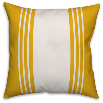 Yellow and White Farmhouse Stripe 20x20 Throw Pillow