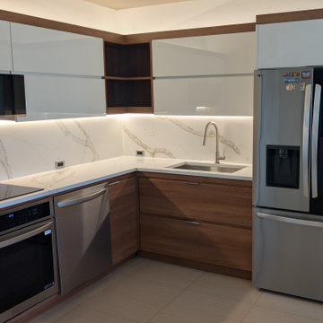 Modern Contrast: Two-Tone Kitchen Makeover with Quartz Countertops