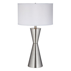 1 Light Standard Bulb Table Lamp in Brushed Nickel-Steel