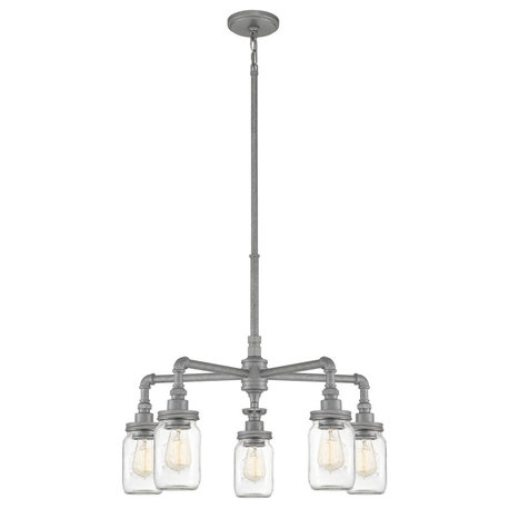 Quoizel SQR5005GV Five Light Chandelier Squire Galvanized