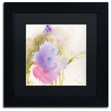 Sheila Golden 'Purple Blooming' Framed Art, Black Frame, 11"x11", Black Matte