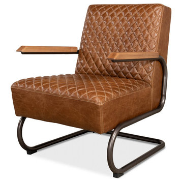Industrial Quilted Leather Armchair