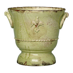 Vietri Rustic Garden Medium Pistachio Giglio Planter - Indoor Pots And Planters