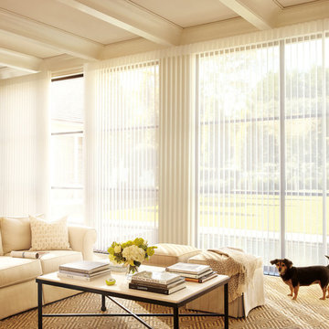 Transitional White Living Room Custom Window Sheers by Hunter Douglas