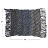 Woven Melange Acrylic Throw With Fringe, Blue and Brown