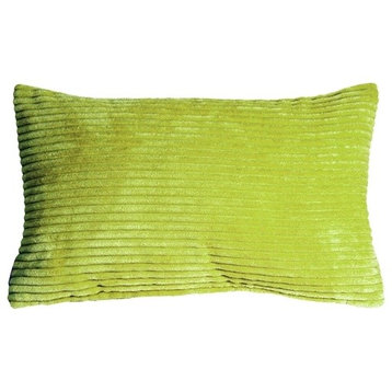 Pillow Decor - Wide Wale Corduroy 12 x 20 Throw Pillows, Green