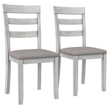 Pemberly Row 2-Piece Wood Dining Chair Set - Oyster White Shell