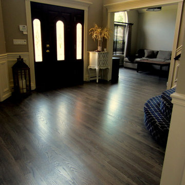 NESCONSET: RED OAK REFINISHED WITH DRIFTWOOD STAIN + 3 COATS TRAFFIC HD SATIN