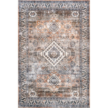 Nuloom Bowie Machine Washable Tribal Pattern Area Rug, Rust 5'x8'