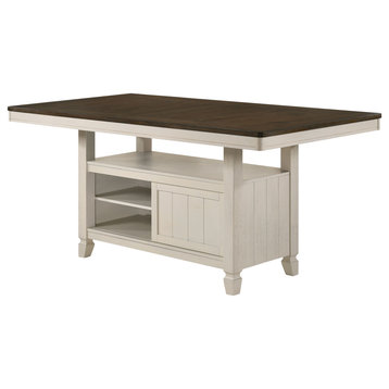 Tasnim Counter Height Table, Oak and Antique White Finish