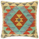 Bareens Designer Rugs - Boho Chic Turkish Wills Hand Woven Kilim Pillow - Embellish your home with this timeless casual chic handmade Southwestern Kilim throw pillow covers made with wool and cotton. Constructed on a loom by Nomad Turkman people with hand spun wool and Natural Vegetable dyes these beautiful Kilim pillow covers are known for their beautiful repetitive geometrical, naturalistic floral and traditional patterns yet still giving it a moden look. Masterfully artisan-crafted on traditional Kilim looms with a contemporary fashion palette producing bold intricate sharp patterns making them a standout piece in any decor.
