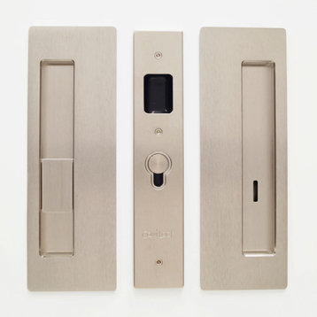 Cavilock CL400B-PR-38-LH Magnetic Privacy Pocket Door Pull Set, Nickel