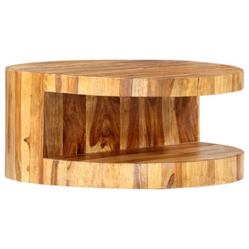 Vidaxl Round Coffee Table 25.6"x11.8" Solid Sheesham Wood