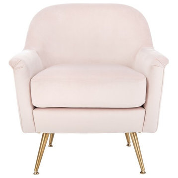Meredith Mid Century Arm Chair Blush Pink/Brass