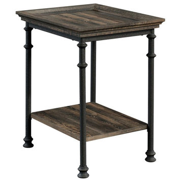 Sauder Canal Street Engineered Wood/Metal End Table in Carbon Oak