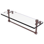 Allied Brass - Foxtrot 16" Glass Vanity Shelf with Towel Bar, Antique Copper - Add space and organization to your bathroom with this simple, contemporary style glass shelf. Featuring tempered, beveled-edged glass and solid brass hardware this shelf is crafted for durability, strength and style. One of the many coordinating accessories in the Allied Brass Foxtrot Collection, this subtle glass shelf is the perfect complement to your bathroom decor.