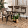 Ornette Mid-Century Brown Finished Wood and Black Metal 4-Piece Dining Chair Set