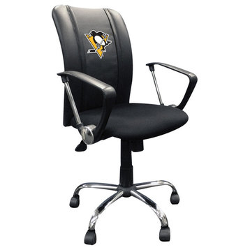 Pittsburgh Penguins Task Chair With Arms Black Mesh Ergonomic