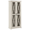 Bush Lennox Engineered Wood Curio Cabinet with Glass Doors in Linen White Oak