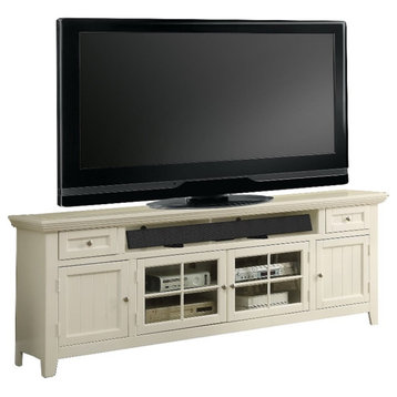 Bowery Hill 84" Modern Wood TV Console in Vintage White Finish