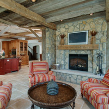 Barn beam fireplace