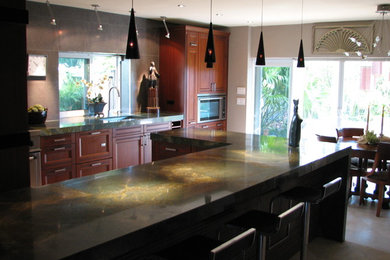 Example of a minimalist kitchen design in Miami