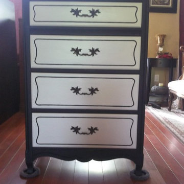 French Black and White Chest of Drawers - custom for client