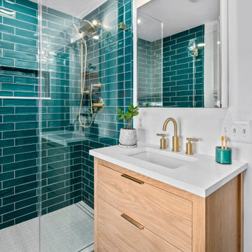 Gorgeous Bathroom Vanity and Floating Shelves
