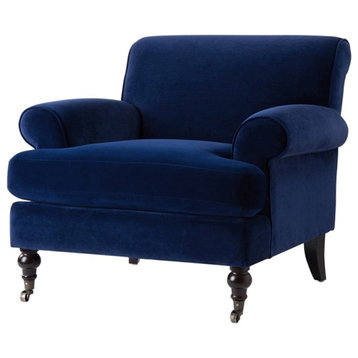 Alana Lawson Accent Arm Chair Metal Casters Navy Blue