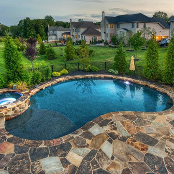 Wet-Laid Irregular Flagstone Pool Patio