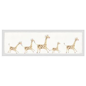"Giraffe Runs Around" Framed Painting Print, 30x10