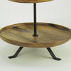Rustic Round Wood Standing 3 Tiered Serving Tray
