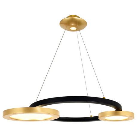 Deux Lunes LED Chandelier With Sun Gold & Black Finish