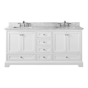 Audrey Vanity Set, White, 60", Brushed Nickle Hardware, No Mirror