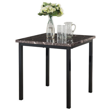 Black Metal, Marble Finish Top Square Dining Room, Kitchen Table, 30X30