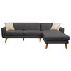 Emerald Home Remix 2-Piece Sectional, Charcoal Gray