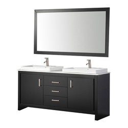 Alarus 60 inch Double Sink Modern Bathroom Vanity Espresso Finish - Bathroom Vanities And Sink Consoles