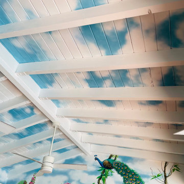 Tropical Garden with Peacock