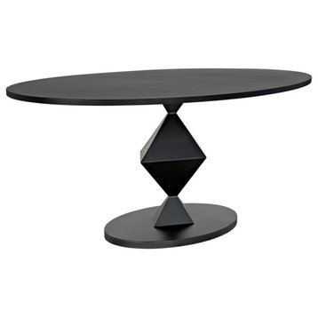 NOIR Furniture Katana Oval Dining Table, Black Metal GTAB565MTB