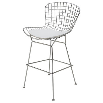 Wire Back Stool, White, Counter Height