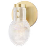 Mitzi by Hudson Valley Lighting - Jenna 1-Light Bath Bracket, Aged Brass, Clear Glass - Features:
