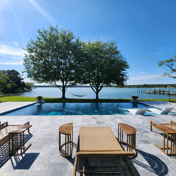 Royal Oak, MD - Coastal Infinity Edge Pool with Fire & Water Features